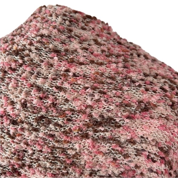UMGEE Open Front Boucle/Teddy Knit Long Cardigan in Pink/Brown Size Medium - Picture 7 of 9